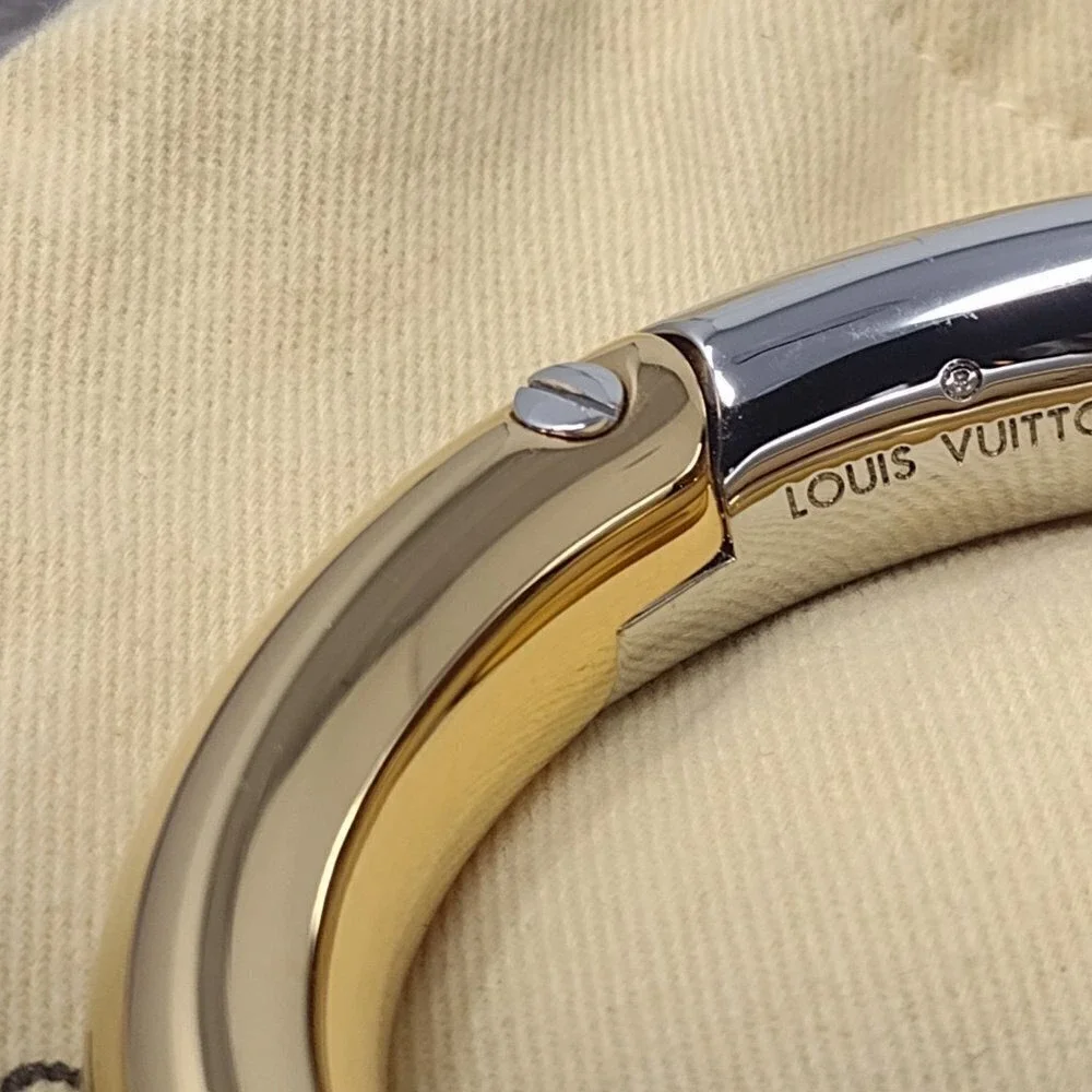 Louis Vuitton MP1516 Twist Bracelet Runway Gold‎ Palladium Hinge RARE Authentic